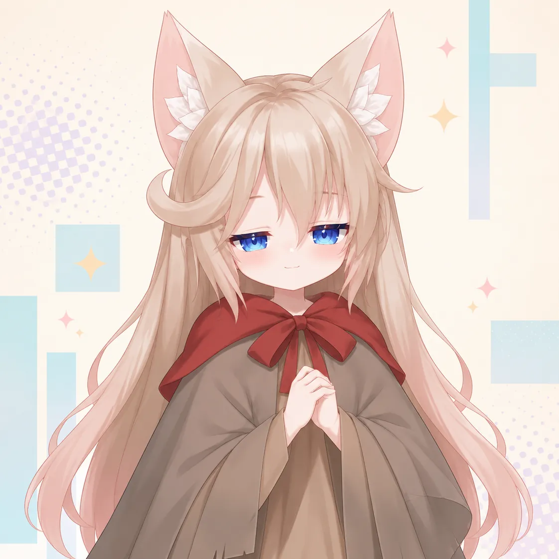Cat-eared avatar with both eyes half closed during a blink