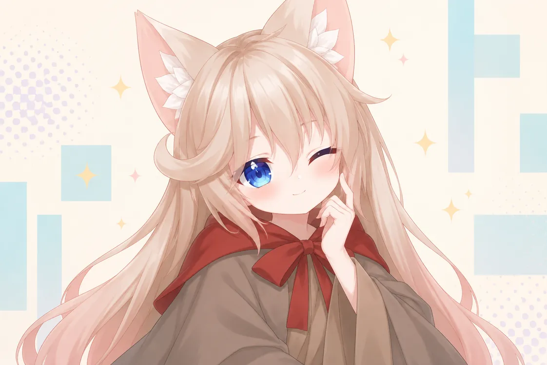 Cat-eared avatar winking with one eye closed