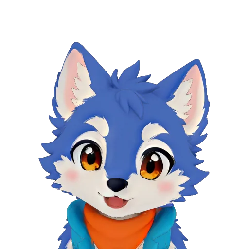 Close-up of Furry Wolf’s generated 3D face