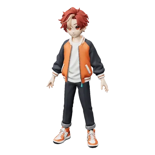 Actual generated 3D model of Anime Streetwear Boy
