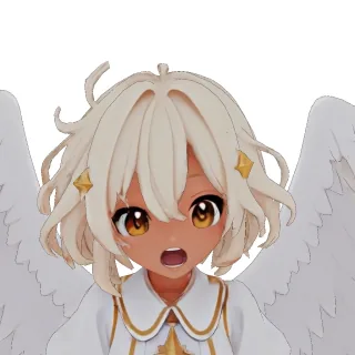 Winged Angel’s 3D avatar with an open mouth