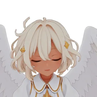 Winged Angel’s 3D avatar with eyes closed